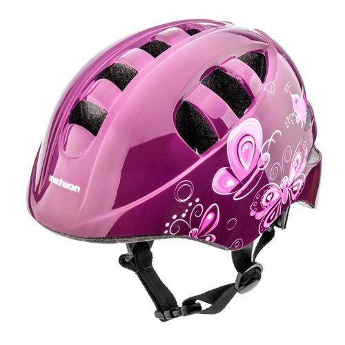 Fahrradhelm Meteor KS08 S 48-52 cm rosa Schmetterlinge