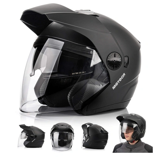 Motorradhelm Meteor Hekato XL 61 cm schwarz