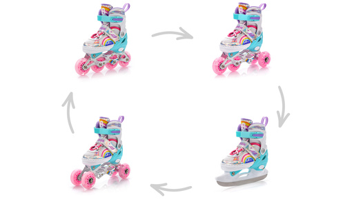 4-in-1 Meteor Rainbow Rollschuhe XS 25-28