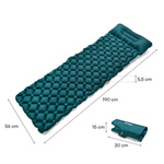 Selbstaufblasbare Matte Meteor 2in1 (Pumpe + Drybag) in der Farbe "Meeresblau" mit den Maßen 190×56×5,5 cm.