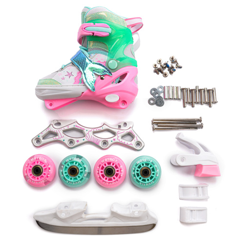 Inlineskates 4-in-1 Meteor für Kinder XS 25-28 Mermaid
