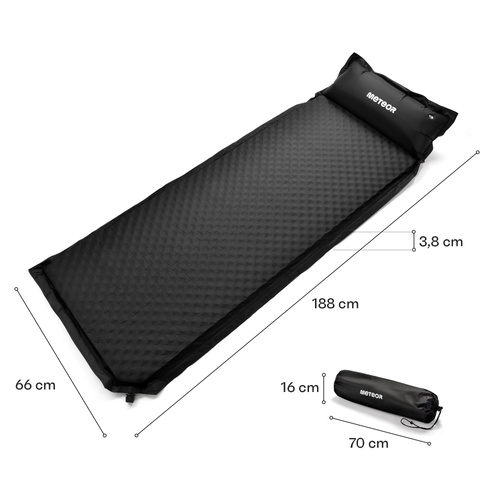 Selbstaufblasbare Matte Meteor 188×66×3,8 cm schwarz