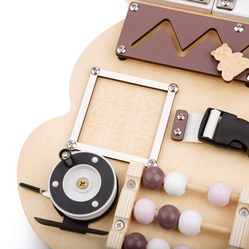 Sensorisches Manipulationsbrett aus Holz Teddybär