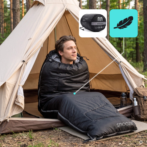 Meteor Schlafsack Snooze+ schwarz/grau