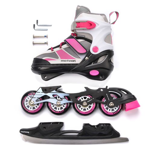 Meteor 2in1 Rollschuhe S 30-33 rosa/grau