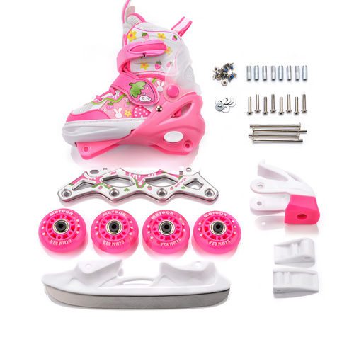 Inlineskates 4-in-1 Meteor für Kinder XS 25-28 Bunny