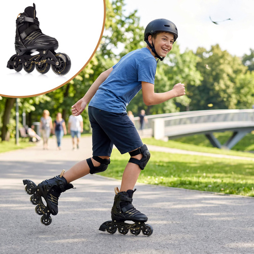 Inlineskates Meteor L 38-43 Buzzy schwarz/goldene Farbe