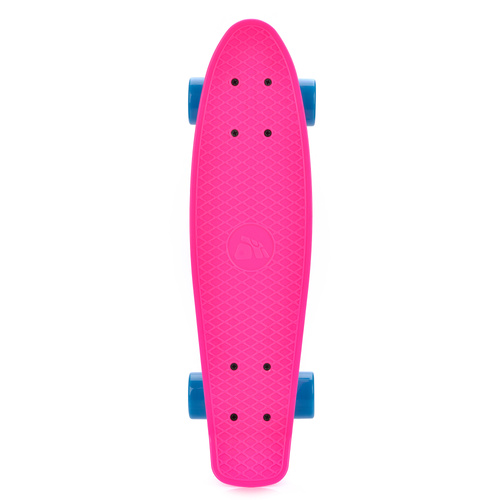 Meteor Kunststoff-Skateboard neon pink/neon blau/silbern