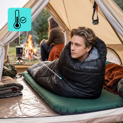 Meteor Schlafsack Snooze+ schwarz/grau