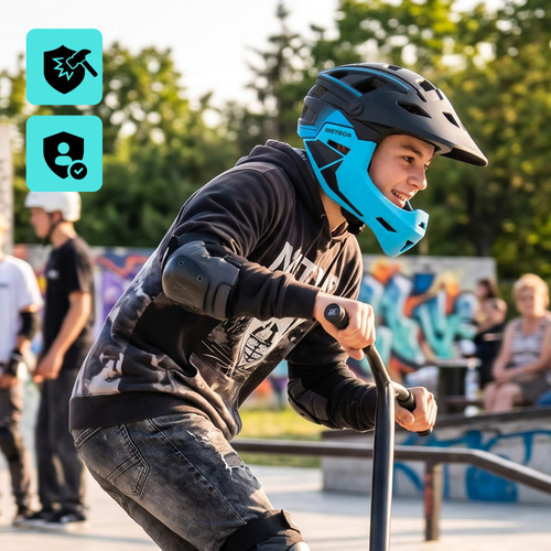 Fullface-Fahrradhelm Meteor Hydra M 55-58 cm schwarz/blau