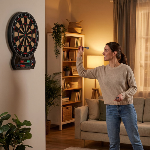 Elektronische Dartscheibe Meteor, 27 Spiele, 8 Spieler, 4-LED