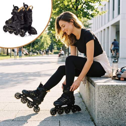 Inlineskates Meteor L 38-43 Buzzy schwarz/goldene Farbe