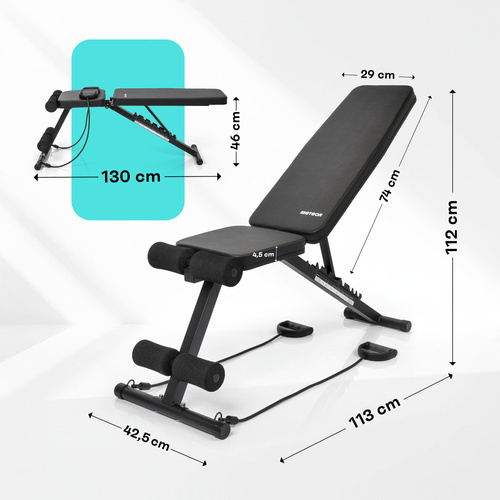 Trainingsbank Meteor verstellbar, bis 200 kg, mit Expandern