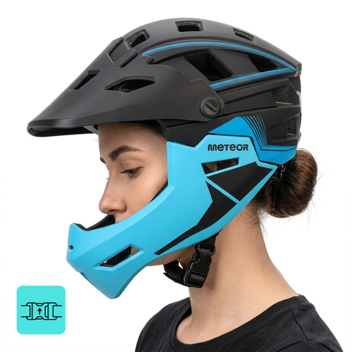 Fullface-Fahrradhelm Meteor Hydra S 51-55 cm schwarz/blau