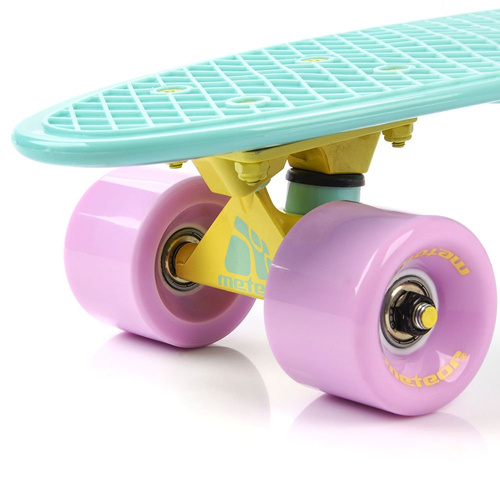Meteor Kunststoff-Skateboard gelb/pastellrosa/mint