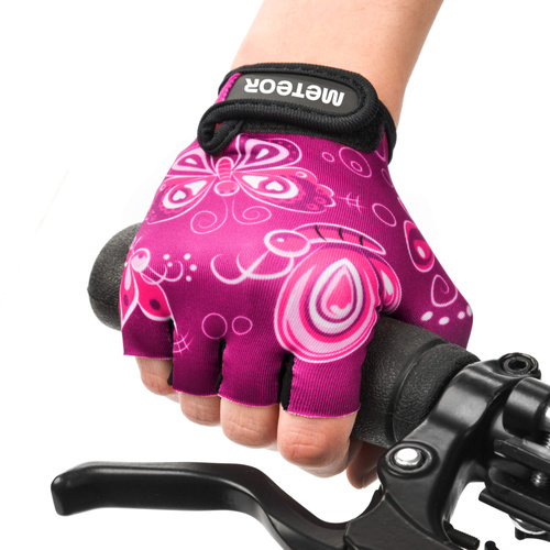 Fahrradhandschuhe Meteor Kids S Schmetterlinge rosa