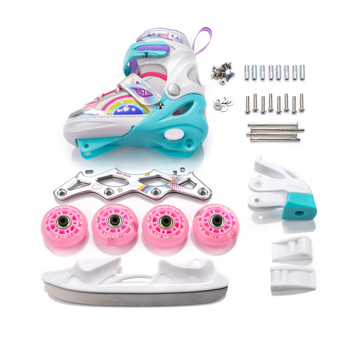 4-in-1 Meteor Rainbow Rollschuhe S 30-33