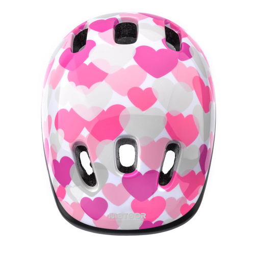 Kinderfahrradhelm Meteor KS06 XS 44-48 cm Rosa Herzen