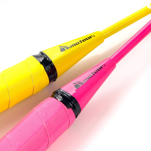 Meteor Badminton Set 2 Stahlrackets (gelb/rosa) + 3 darts