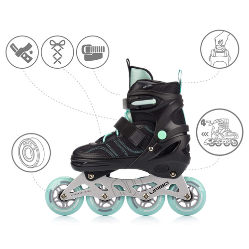 Inlineskates Meteor M 34-37 Urbo schwarz/minzfarben