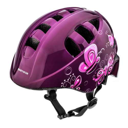 Fahrradhelm Meteor KS08 M 52-56 cm rosa Schmetterlinge
