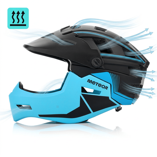 Fullface-Fahrradhelm Meteor Hydra M 55-58 cm schwarz/blau